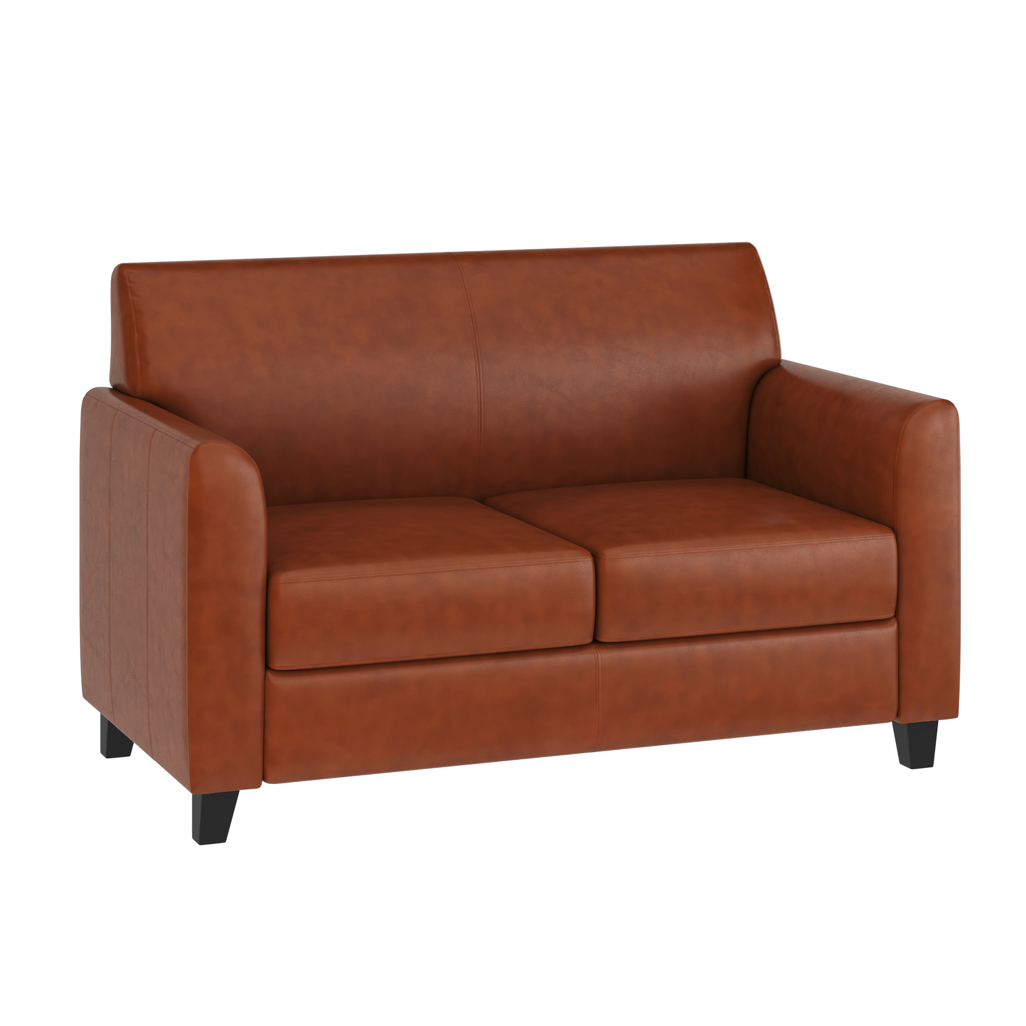 Flash Furniture Leather Loveseat, Cognac, 52in.W x 29in.D x 32 1/4in.H, Model# BT8272CG